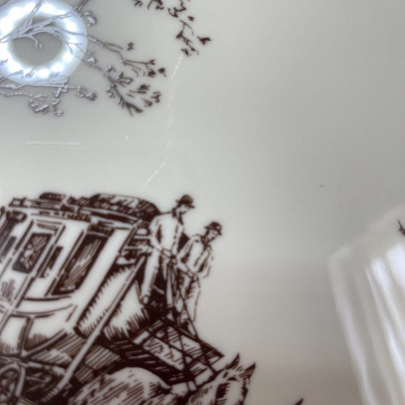 Lenox USA Special 12.5" Stagecoach Scene Chop Plate Serving Platter Gold Trim - Picture 9 of 9